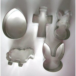 Ann Clark Cookie Cutters - 5 pc Easter Animals (Egg-Bunnys-Cross-Lamb) USA New